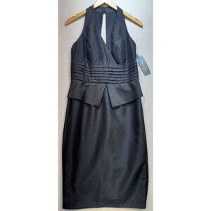 London Times Women's Peplum Halter Dress Size 8 Black Sleeveless Casual Formal